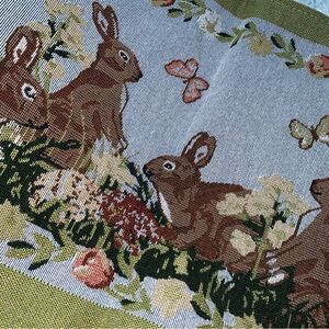 Easter Bunny Bunnies Floral Tapestry Table Runner New